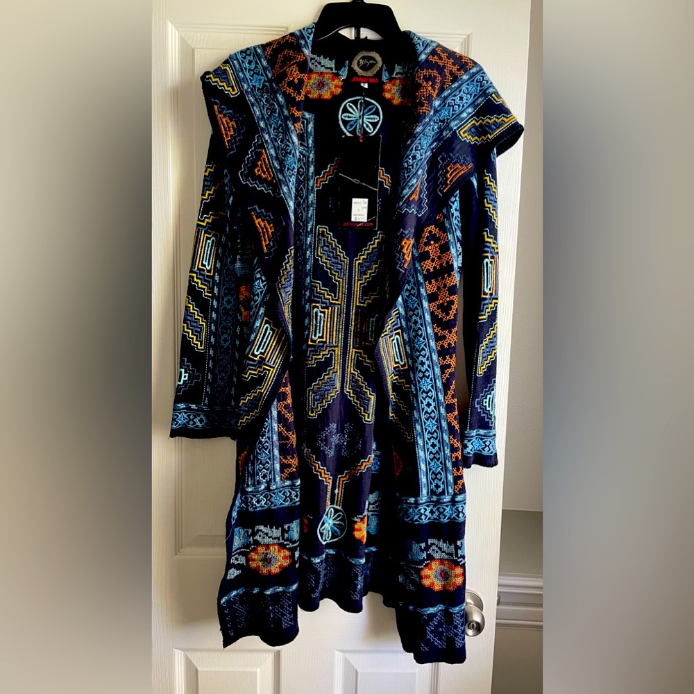 Johnny Was long hooded cardigan
